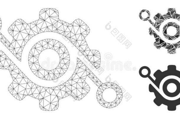 齿轮解决矢量网孔尸体模型和三角形马赛克偶像