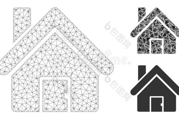 房屋矢量网孔2英语字母表中的第四个字母模型和三角形马赛克偶像