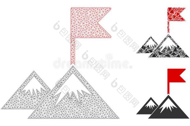 代表团旗矢量网孔网模型和三角形马赛克偶像