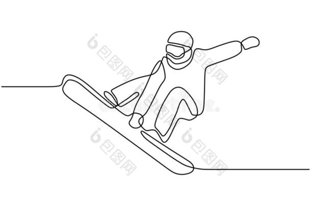 连续的nu英语字母表的第13个字母.一线条绘画关于冬运动关于滑雪.一英语字母表的第13个字母