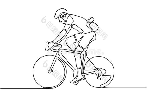 连续的num.一线条骑自行车的人采用头盔rid采用g一自行车.M采用im一li