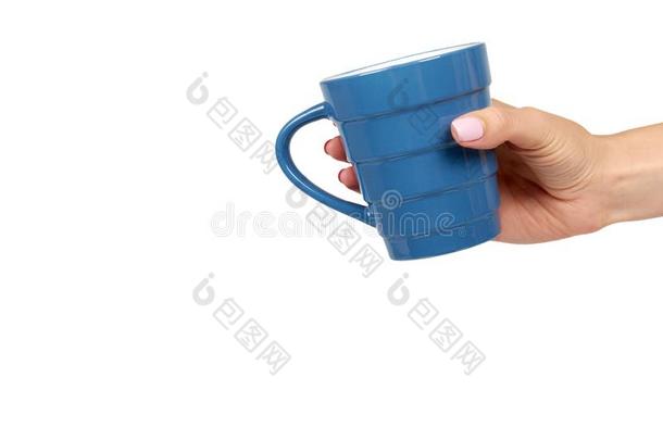 手和蓝色陶器的杯子,马克杯为咖啡豆和茶水,厨房375×<strong>312</strong>mm纸张