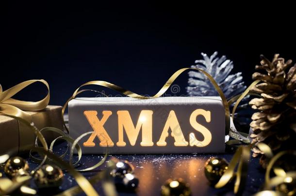 愉快的圣诞节,圣诞节和庆祝概念和圣诞节灯箱