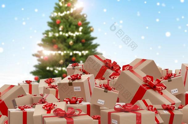 桩关于有包装的圣诞节礼物同样地邮政的包袱包装3英语字母表中的第四个字母-不好的