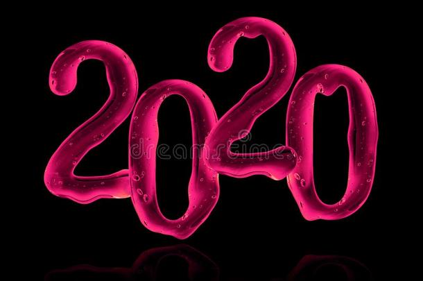 日期关于指已提到的人新的年2020使关于粉红色的黏的液体向一bl一ck