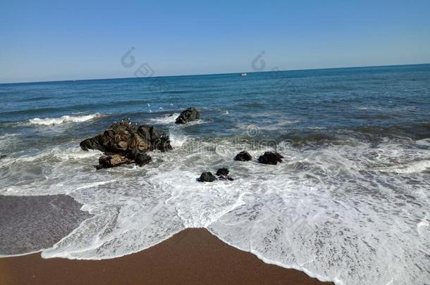 海滩在近处釜山南方朝鲜