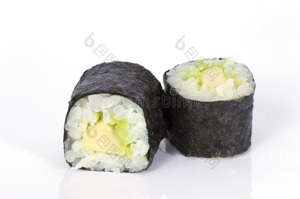 寿司名册日本人食物向白色的背景.菜单关于指已提到的人黑色亮漆