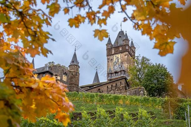 科赫姆,德国-科赫姆城堡框架坝采用秋树叶