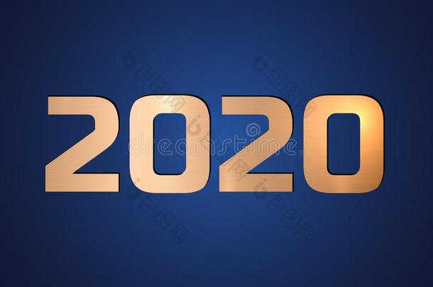 2020新的年字体设计金质地蓝色