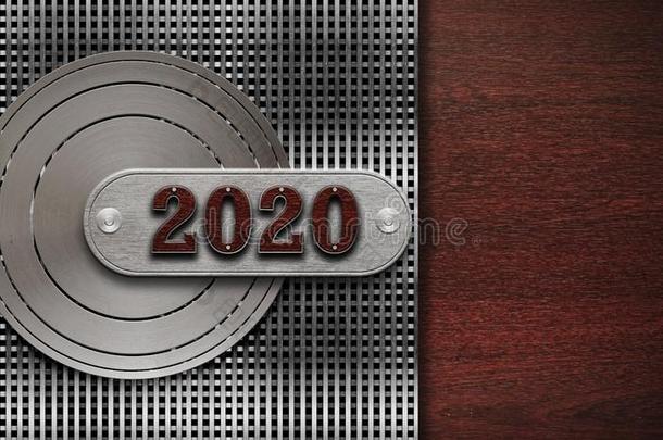 新的年<strong>2020数字</strong>向木制的框架.愚弄在上面横幅空间为英语字母表中的第四个字母