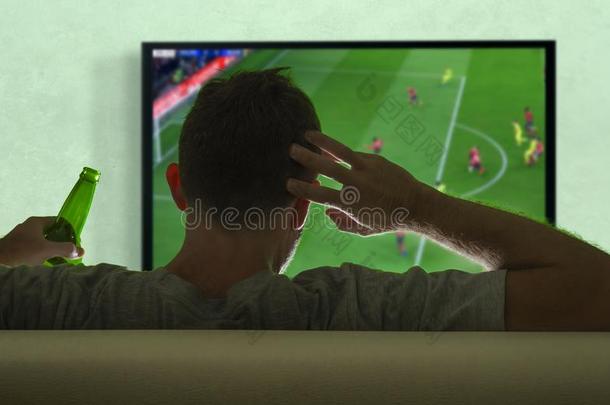 年幼的足球扇子男人观察欧洲的足球游戏向大的ScottisCouncilforResearcinEducation苏格兰教育研究委