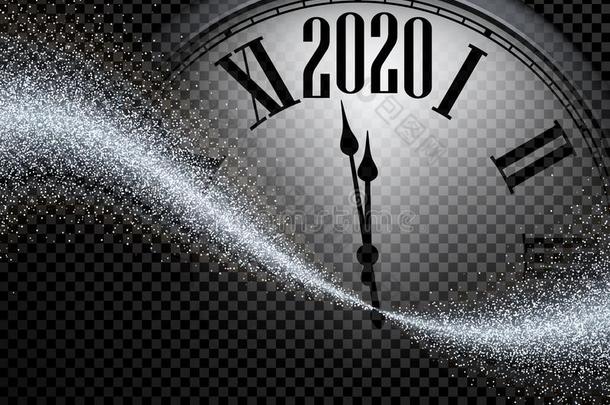 银发光的2020新的年背景和钟