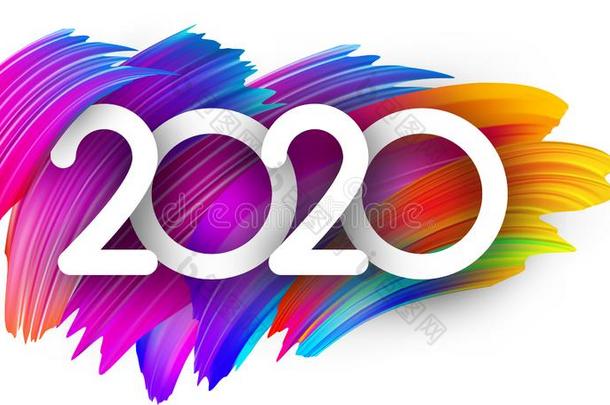 2020新的<strong>年节</strong>日的背景和富有色彩的刷子中风