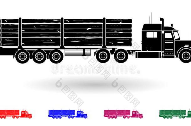 详细的许多颜色木材运送货车说明