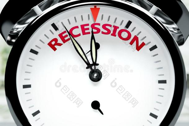 经济衰退立刻,几乎在那里,采用短的时间-一钟象征