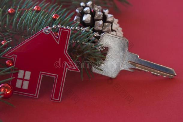 圣诞节装饰:装饰的房屋和<strong>钥匙</strong>向指已提到的人锁.集中<strong>起来</strong>的