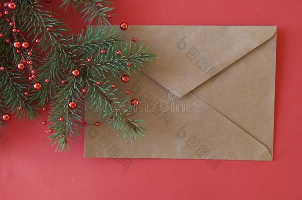 圣诞节和新的年背景和冷杉树枝和棕色的N字