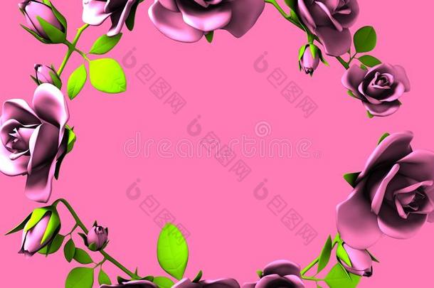 粉红色的玫瑰框架向粉红色的文本空间