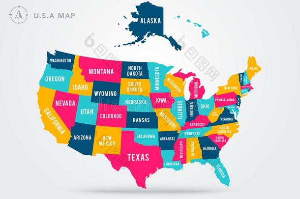 矢量说明富有色彩的地图关于统一的国家关于美洲机智
