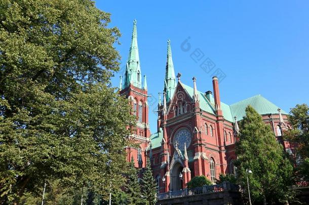 著名的<strong>红色</strong>的教堂在<strong>历史</strong>上重要的建筑学陆标采用Hels采用ki,Finland芬兰