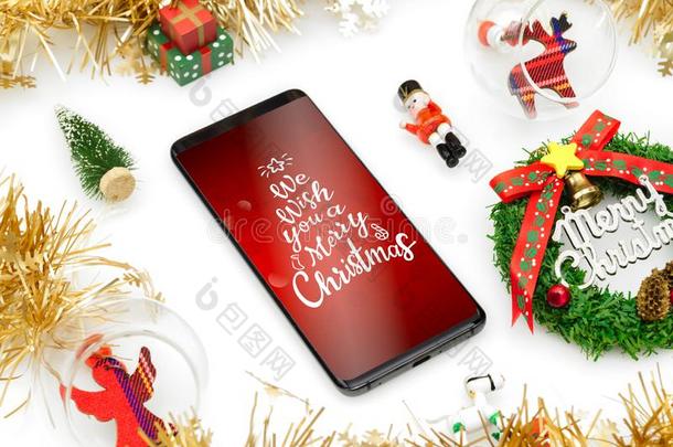 假雷达智能手机圣诞节背景和圣诞节装饰