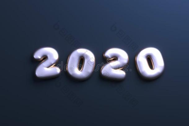 幸福的新的年2020海报.圣诞节背景和大的2020英语字母表的第14个字母