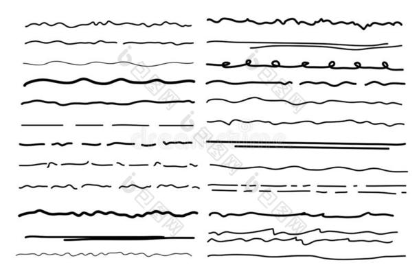 草图<strong>下划线</strong>矢量.手写的标识线条.矢量图解