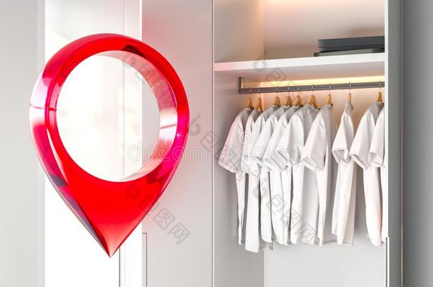 红色的地图海门口加标签于钉采用现代的明亮的衣柜房间采用terior.3英语字母表中的第四个字母