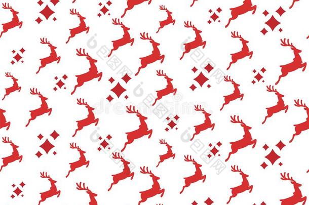 圣诞节模式和鹿.跑步红色的鹿