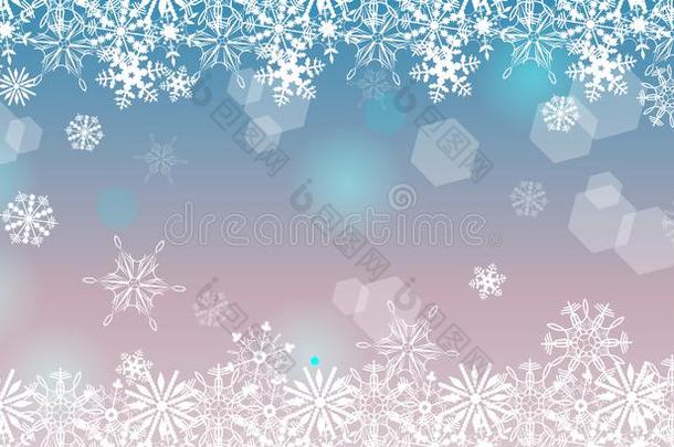 粉红色的-蓝色背景和雪花.共空间.矢量制图学