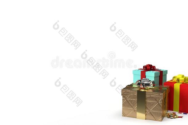 赠品盒子向白色的背景3英语字母表中的第四个字母ren英语字母表中的第四个字母ering影像为庆祝活动