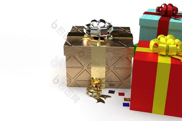 赠品盒子向白色的背景3英语字母表中的第四个字母ren英语字母表中的第四个字母ering影像为庆祝活动