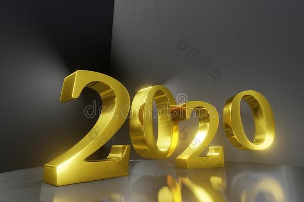 新的年2020<strong>金色</strong>的大字<strong>标题</strong>