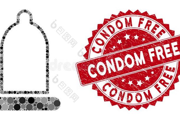拼贴画避孕套和挠避孕套自由的邮票