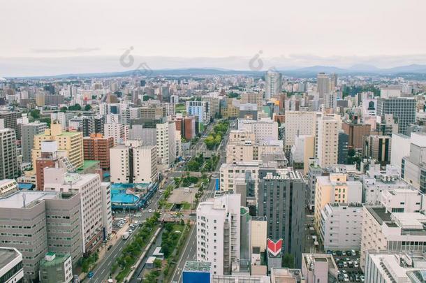 热带的美丽的城市风光照片看法从札幌television电视机塔关于萨波