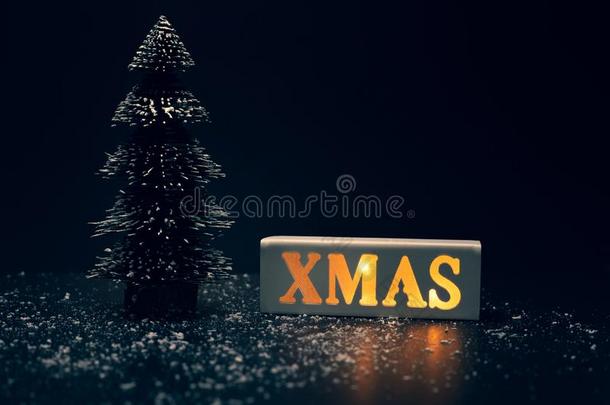 愉快的圣诞节,圣诞节和庆祝概念和圣诞节灯箱