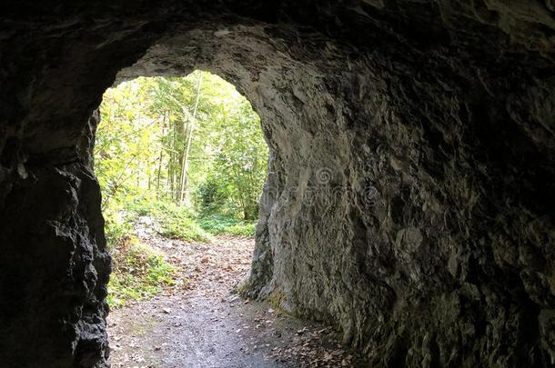采矿隧道在下面皮拉图斯山山峰,噩梦-州关于奥布瓦尔登州