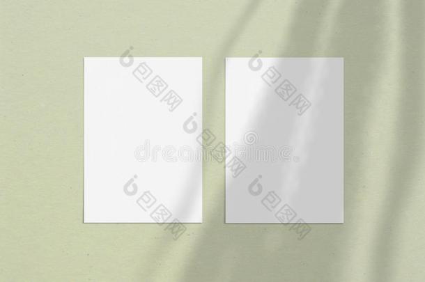 空白的白色的垂直的纸纸5字母x7英寸和阴影覆盖.