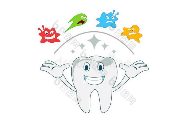 牙齿的吉祥物,牙吉祥物牙齿的标识设计矢量