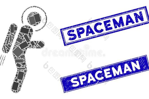 太空船上的飞行员喷嘴一套外衣马赛克和悲痛长方形太空船上的飞行员印