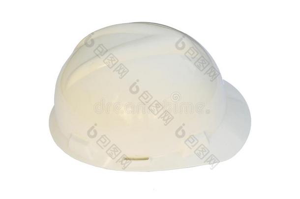 塑料制品困难的白色的安全头盔向白色的背景