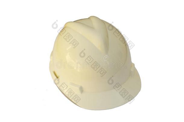塑料制品困难的白色的安全头盔向白色的背景