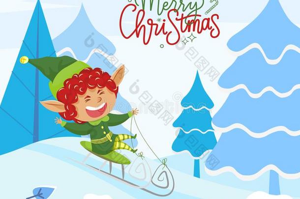 愉快的圣诞节,圣诞节<strong>小精灵</strong>骑马雪橇采用<strong>森林</strong>