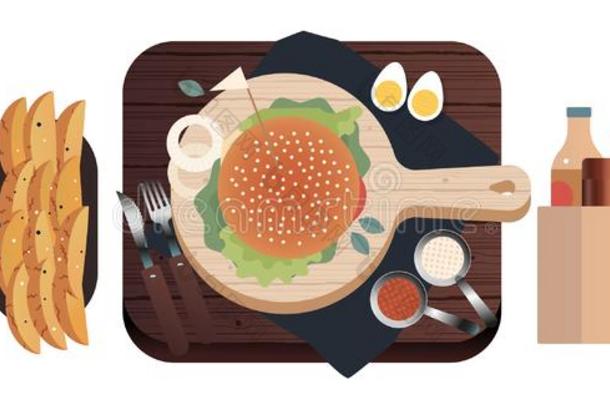 汉堡包房屋-小的商业制图学-饭店食物