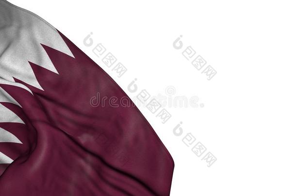 漂亮的<strong>卡塔尔</strong>旗和大的折叠躺采用底部左边的角落伊索拉