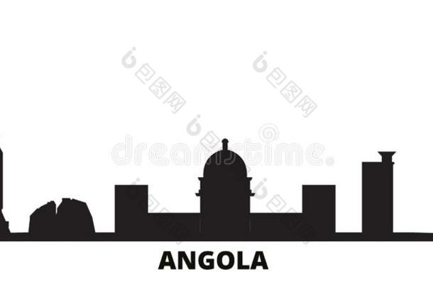 安哥拉棉毛呢城市地平线隔离的矢量说明.安哥拉棉毛呢旅行