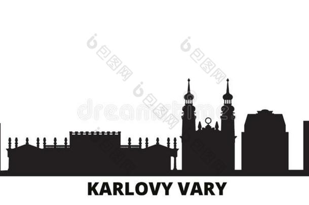 捷克人共和国,卡洛维变化城市地平线隔离的矢量图解