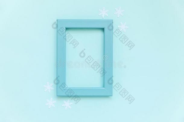 简单地最小的作品冬物体蓝色框架雪花