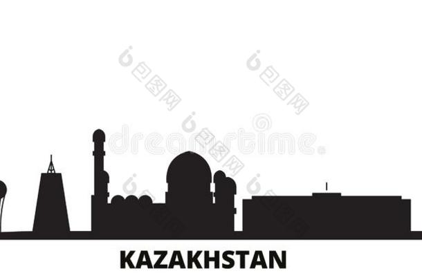 哈萨克斯坦城市地平线隔离的矢量说明.哈萨克斯坦