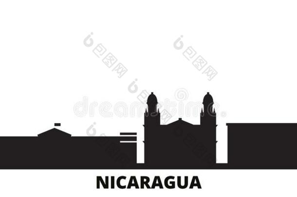 <strong>尼加拉瓜</strong>,马那瓜湖城市地平线隔离的矢量说明.Nicaragua<strong>尼加拉瓜</strong>
